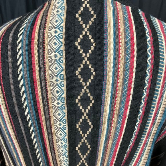 Orvis Womens Wool Open Front Cardigan Southwest Aztec Black Multi Size XL - Picture 7 of 7